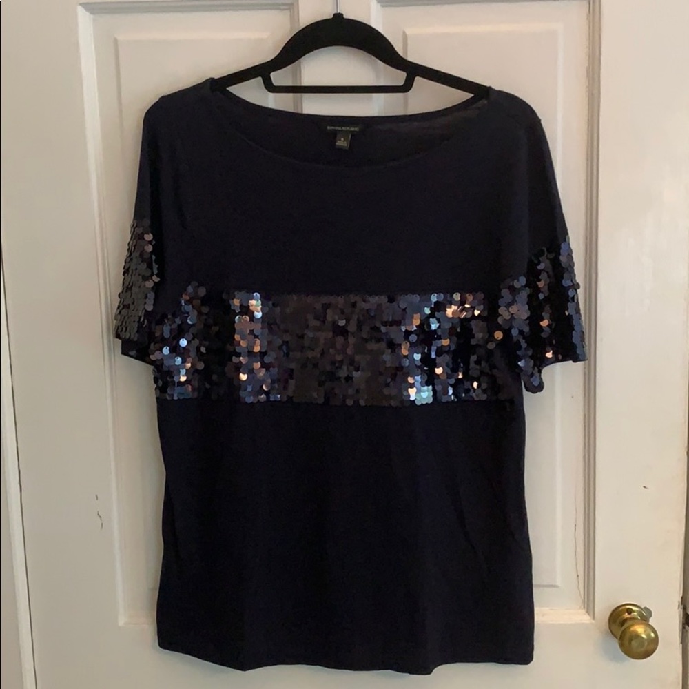 Like new Banana Republic navy sequin shirt